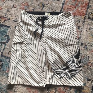 White and black men’s bathing suit